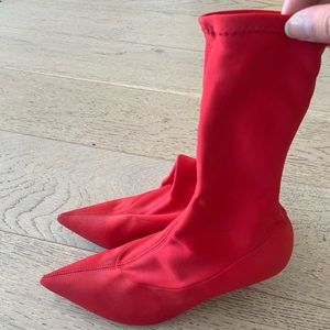 Red Zara Sock Bootie